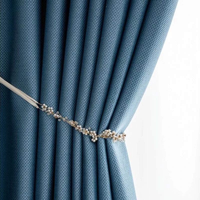 blued Top Grommet Thermal Insulated Blackout Window Curtains for Home Living Room