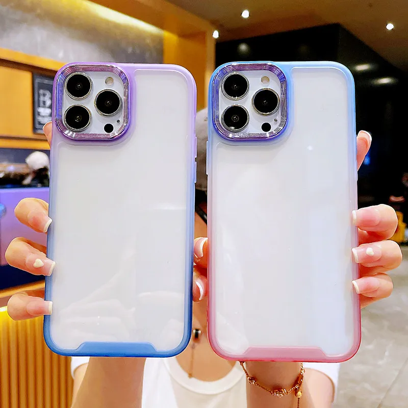 Luxury Gradient Transparent Shockproof Bumper Cover For iPhone 14 13 12 11 Pro Max X XS XR Colorful Cover