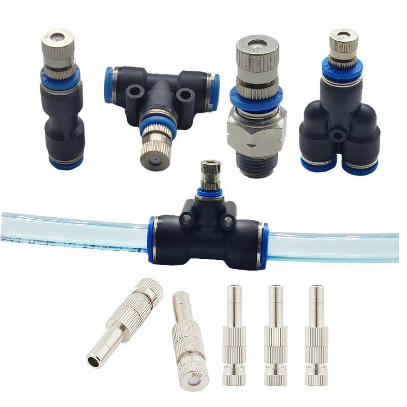 Brass Misting Nozzle Mist Sprayer Fog Water Spray Nozzles Sprayer 1/4 6mm 1/8 8mm for Outdoor Cooling System, Garden