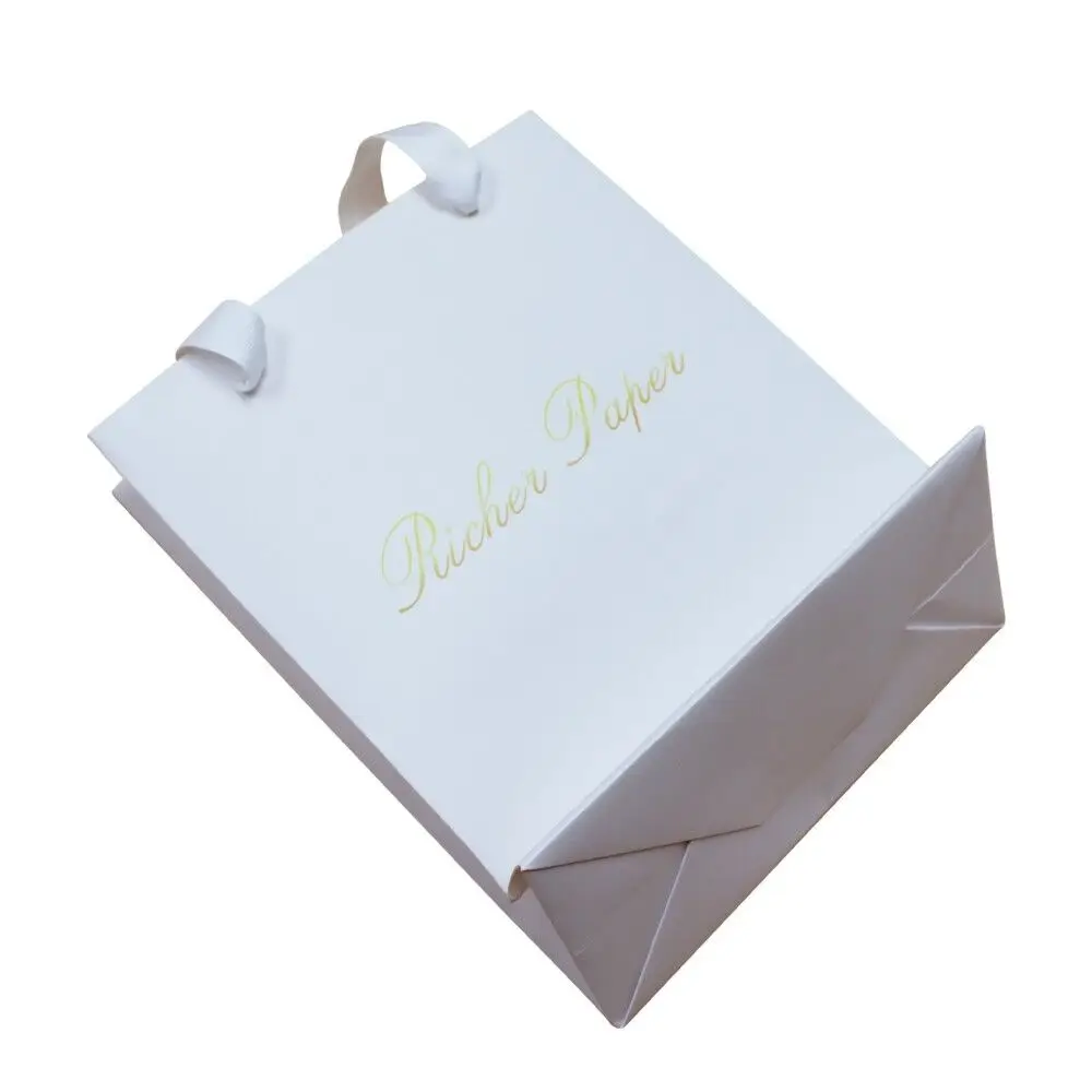 Biodegradable White Kraft Paper Bag with Logo Print Premium Quality Gift Paper Bag
