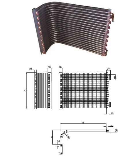 L-Shape 7mm/9.52mm/12.7mm Copper Tube Aluminium Fin Condenser/Evaporator Refrigerator Parts for Air Conditioner