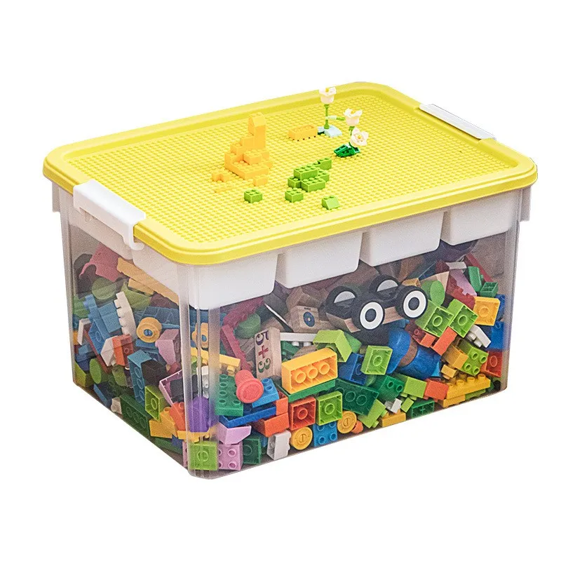 17 QT Plastic Storage Box with Building Baseplate Lid Removable Tray Craft Organizers Storage Clear Storage Container Bead Tool