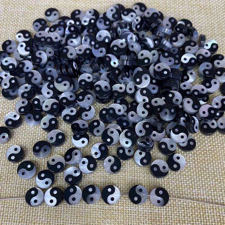
SP4105 Hot fashion MOP shell Yin Yang coin beads,mother of pearl Yin Yang round beads 