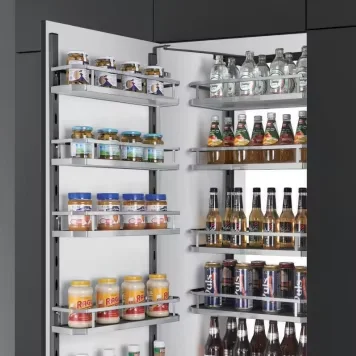 Factory custom cabinet storage room door storage shelf 6-layer metal basket organizer Kitchen high cabinet linkage basket