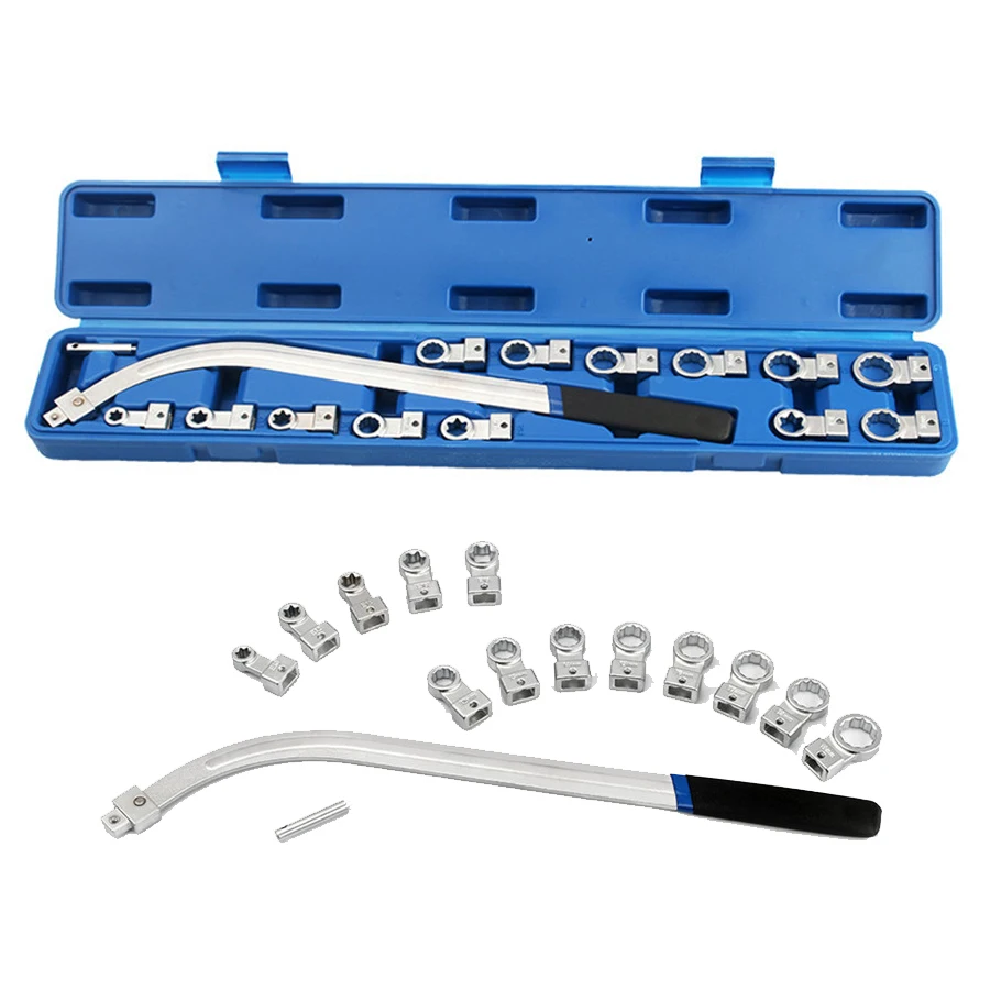 15pc Auxiliary Timing Belt Tensioner Pulley Wrench Set 12-19mm Spanner for Automobile Pulley Disassembly