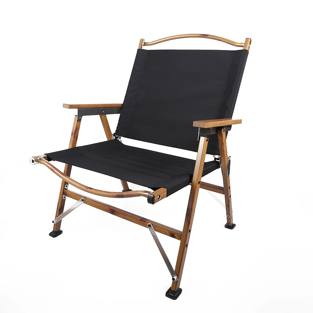 Garden Wood Grain Aluminum Alloy Portable Chair Outdoor Folding Chair