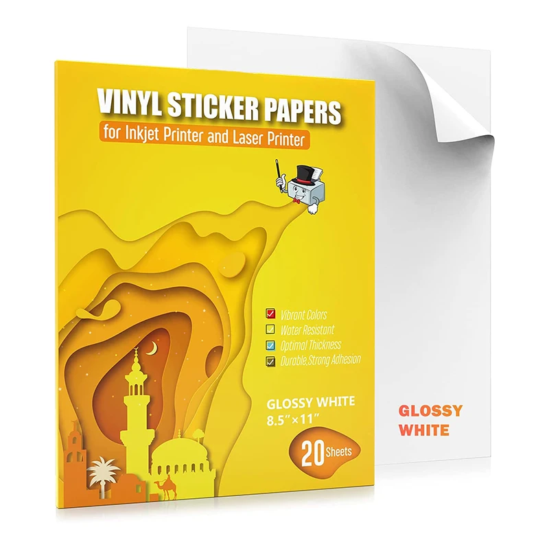 Premium Printable A3 A4 Custom Glossy White Coated Waterproof Sticker Paper Self Adhesive Paper For Laser & Inkjet Printer
