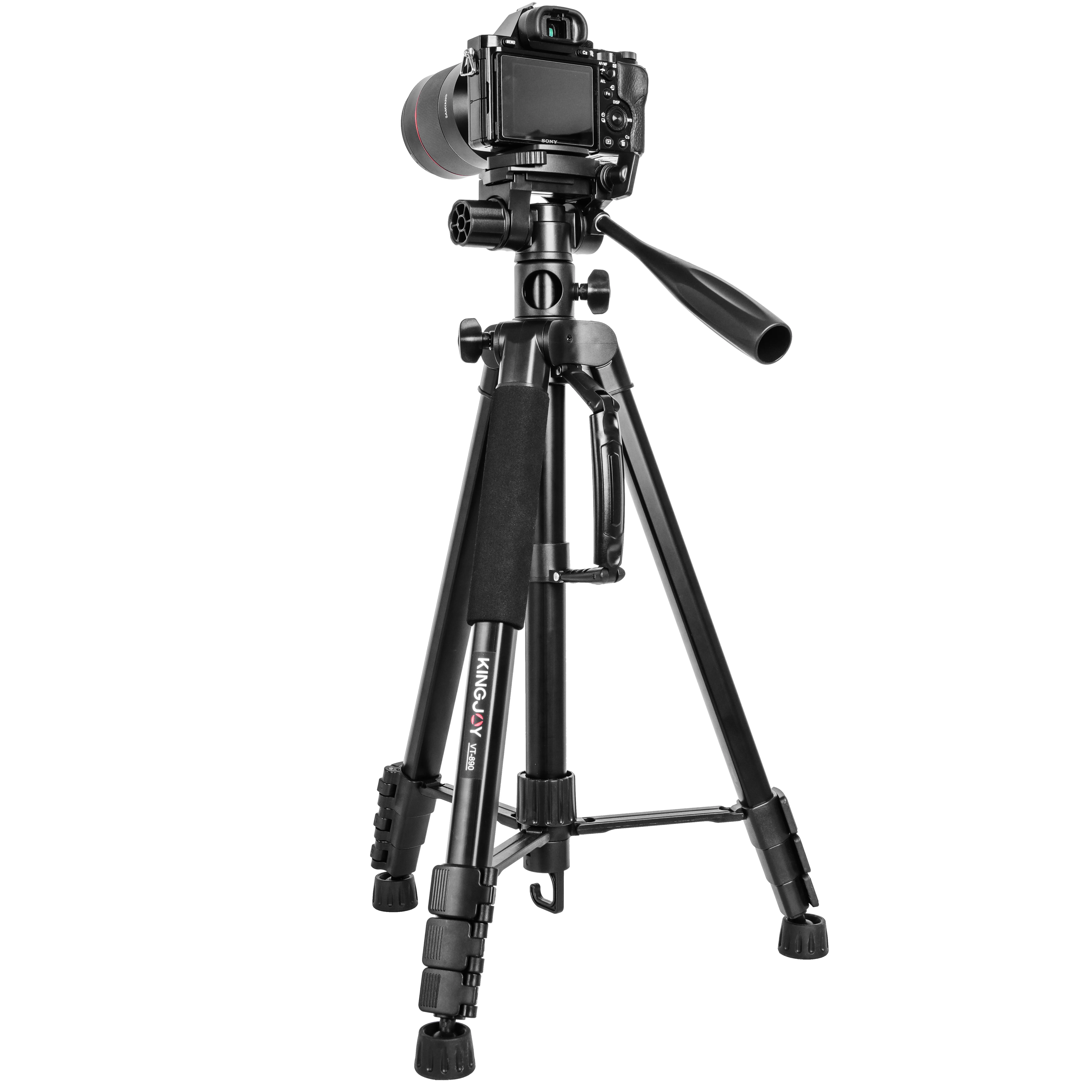 kingoy Camera Tripod & Monopod Professional Horizontal Arm Photo Tripod with 3 way Head 4 Sections Compact Aluminum Alloy Tripod