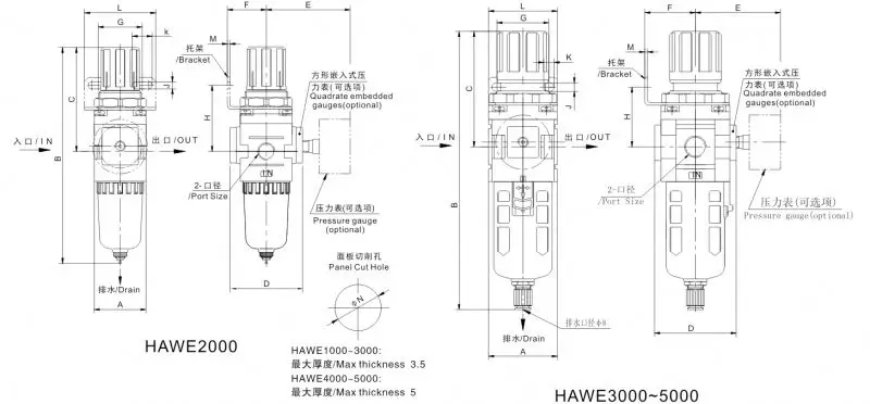 XMC HAW5000-10 G1' inch SMC type pneumatic tools air filter with quick fitting compressor filter regulator