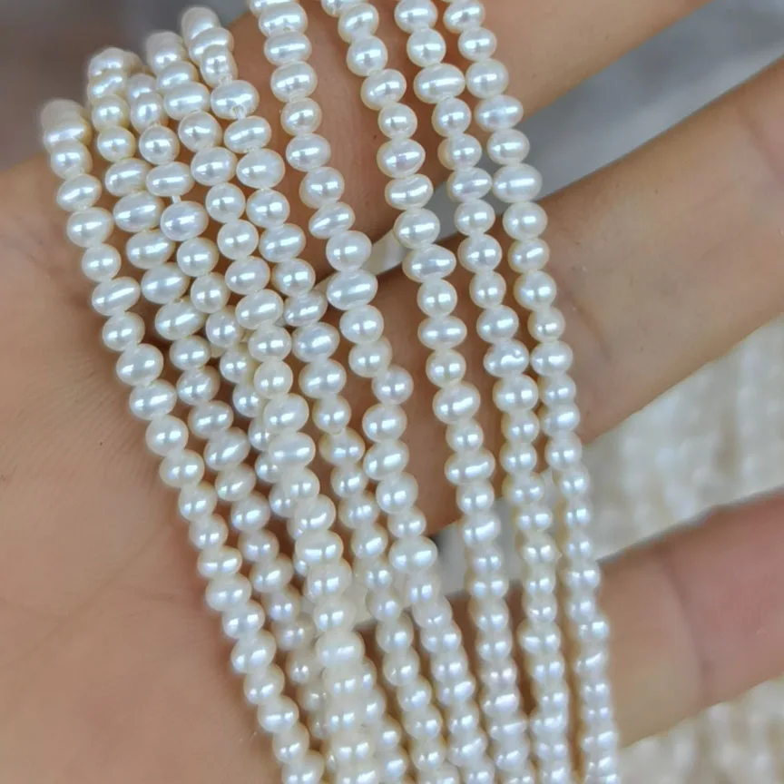 3-4 mm mini near round freshwater pearl AA grade loose in strand wholesale freshwater pearl strand