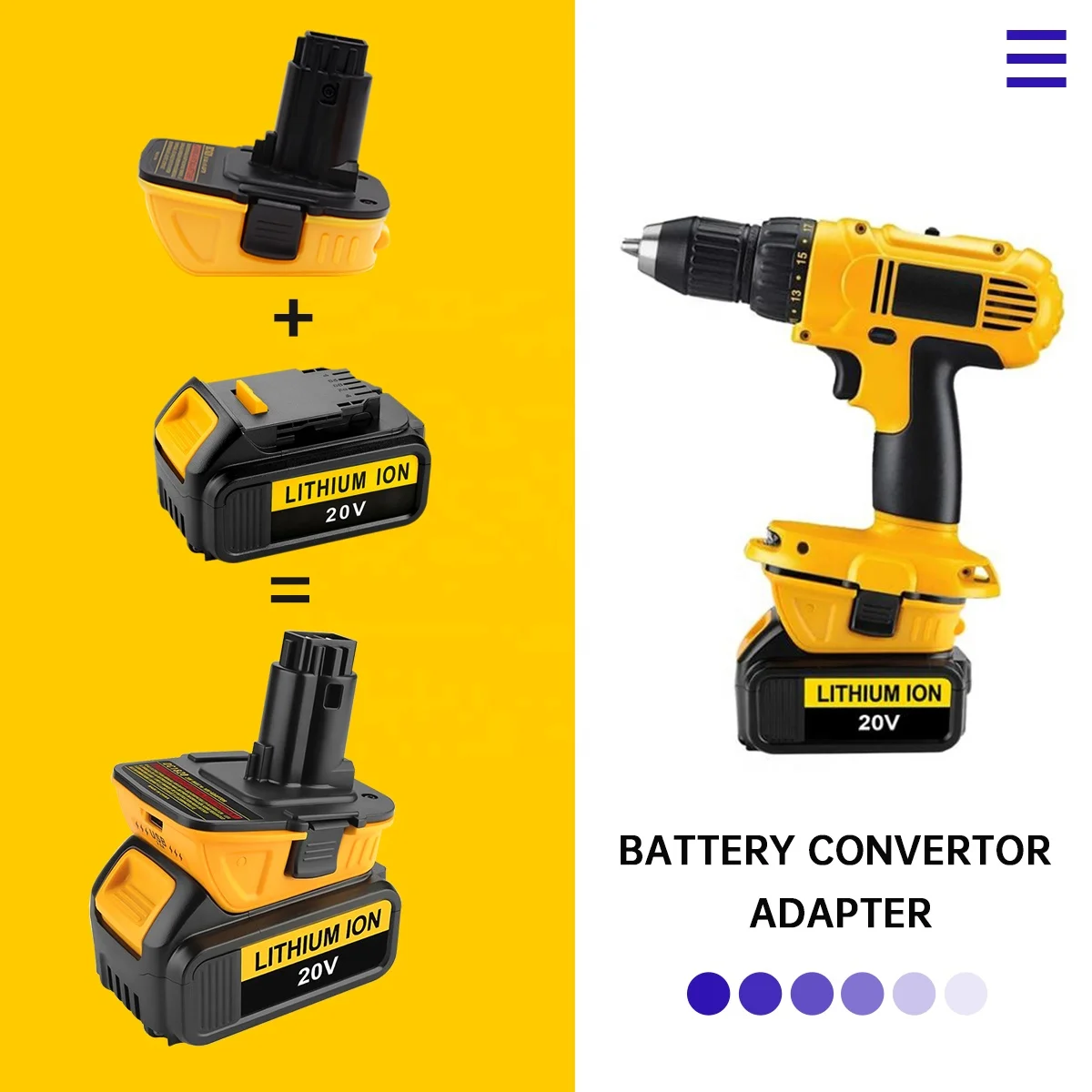 20V Dewalt Li-ion Battery Converter to Dewalt 18V NiCad NiMh Battery Converter DCA1820 Dewalt Battery Adapter