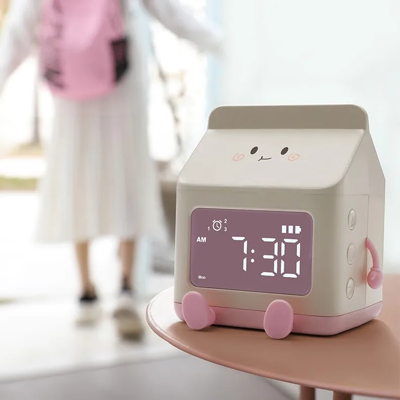 Kawaii Smart Control LED Alarm Clock for Kids USB-Powered ABS Material Sleep Training Device for Boys & Girls for Desktop Use