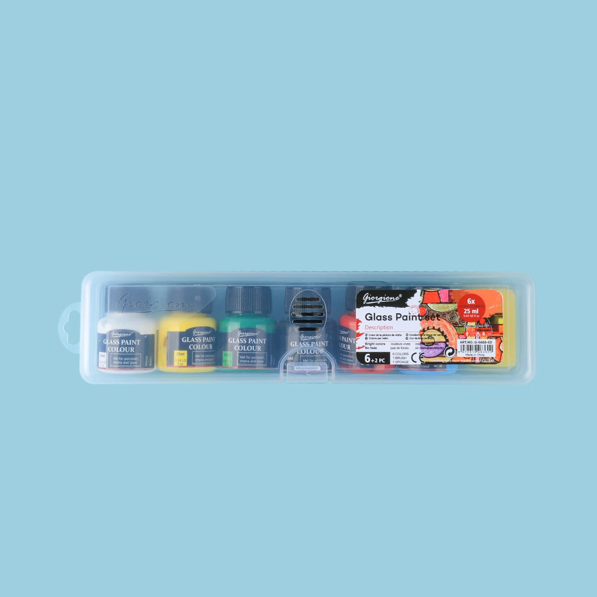 Giorgione 6pcs Watercolor Acrylic Color Paint  Set 25ml Artistic Fabric Glass Painting Colors With Free Nylon Hair Brush