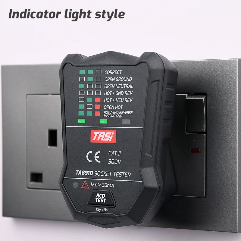 TASI TA891D 175V ~ 250V тестер напряжения со светодиодным индикатором УЗО штепсельная вилка британского стандарта Великобритании прибор для проверки