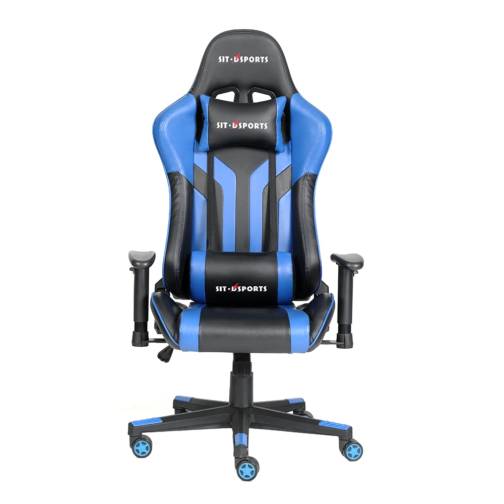 
Custom Logo PU Leather Blue Gaming Racing Chair Ergonomic Adjustable Cadeira Gamer 
