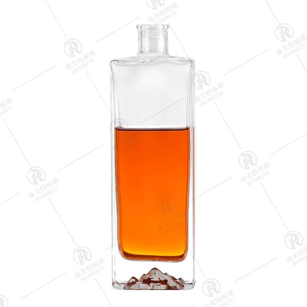 Durable high flat square glass bottle for Liquor/Whiskey/Brandy/XO/Vodka with stopper