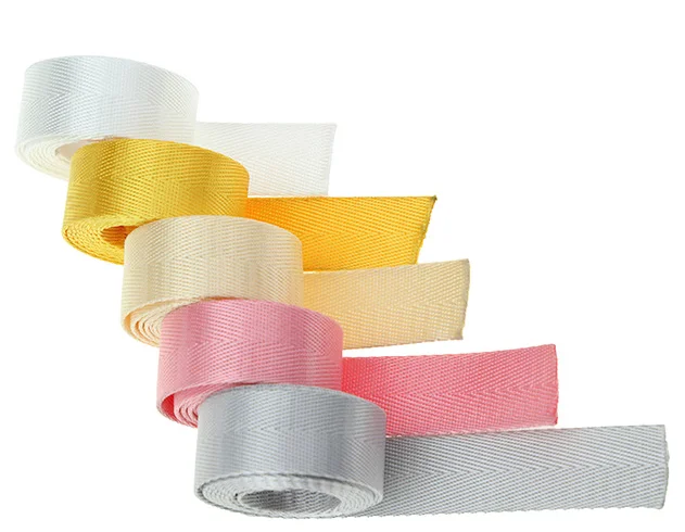 20mm/25mm/32mm/38mm/50mm Colorful Polyester Solid Color Webbing Tape High Tenacity Twill Herringbone for Backpack Webbing