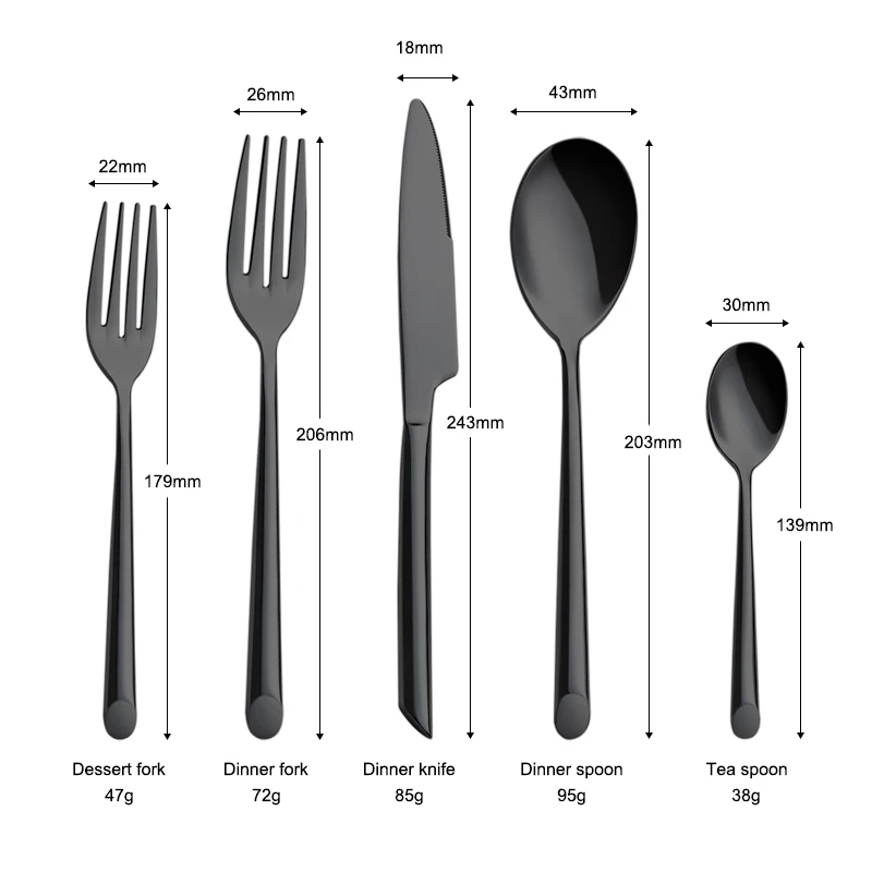 Luxury 4-5 Piece New Rose Gold Black Stainless Steel Flatware Set Dishwasher Safe Tea Dessert Wedding Restaurants Spoon Cutlery