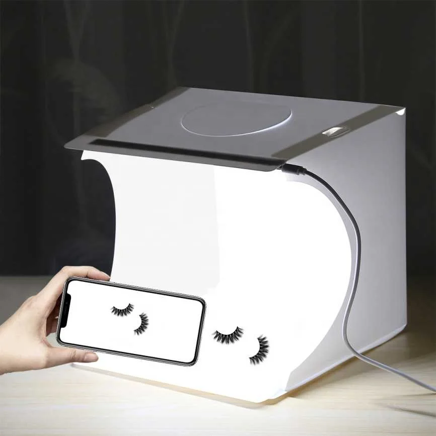 
Mini LED Photography Shadowless Light Lamp Panel Pad + Studio Shooting Tent Box for eyelashes 