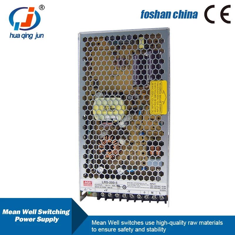 Meanwell LRS-200-5 200W 5V 40A Single Output Switching Power Supply for Led Lighting