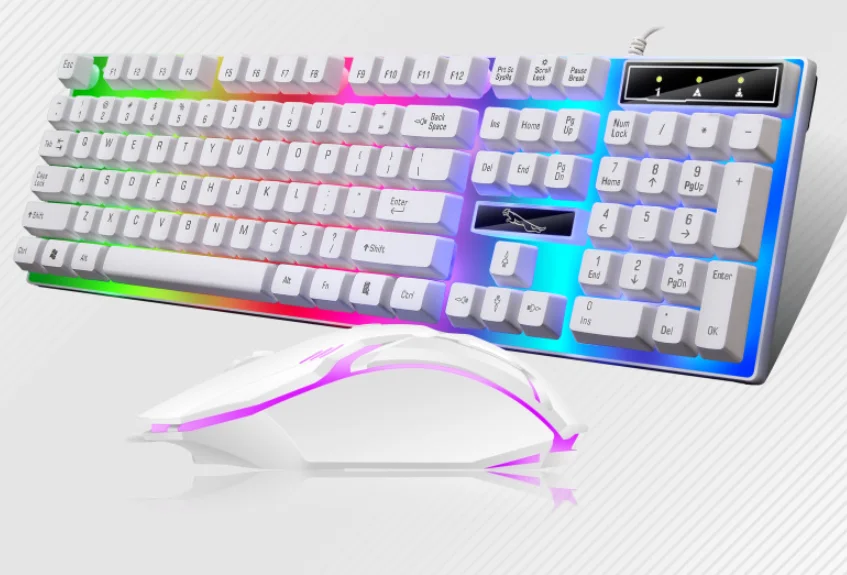 Проводной светящаяся клавиатура и мышь комплект USB Радужная подвеска с подсветкой клавиатуры и мыши