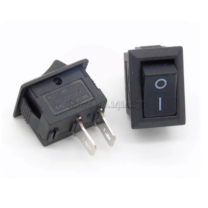 Mini Switch 2 PIN 10x15mm Black ON-OFF 6A 125V 3A 250VAC KCD1-101 Rocker Switch 10*15mm 2 Positions