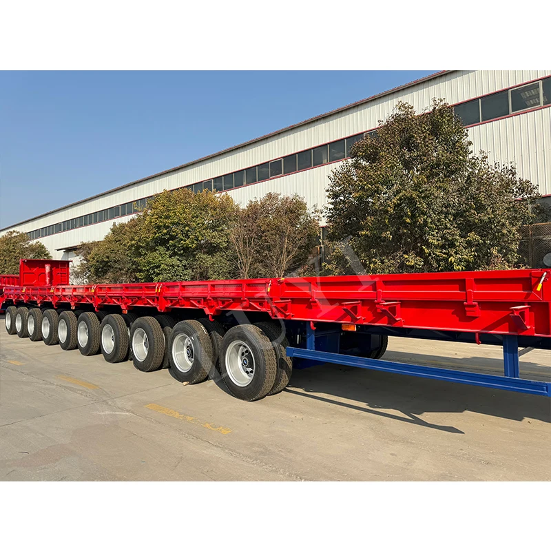 Hydraulic Lifting Steering Shaft Low Bed Truck Trailer 10 Axles Hydraulic Lifting Gooseneck Low Bed Semi Trailer