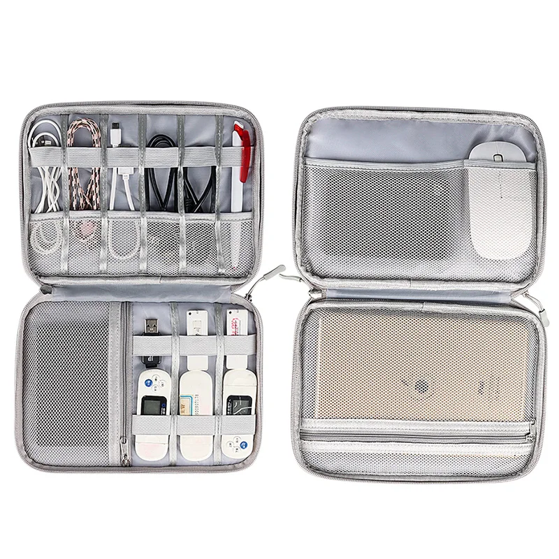 Multifunctional Carry Case Custom Logo Pack Storage Pouch Zipper Durable Electronics Organizer Travel Digital Storage Cable Bag