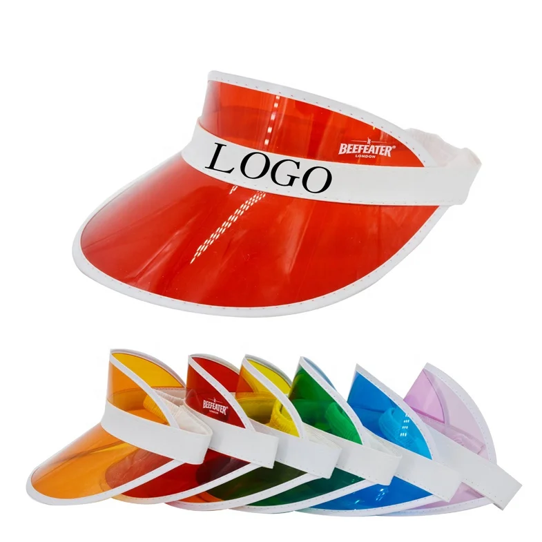 2024  Wholesale summer colored plastic pvc us protection hot  sun visor hat