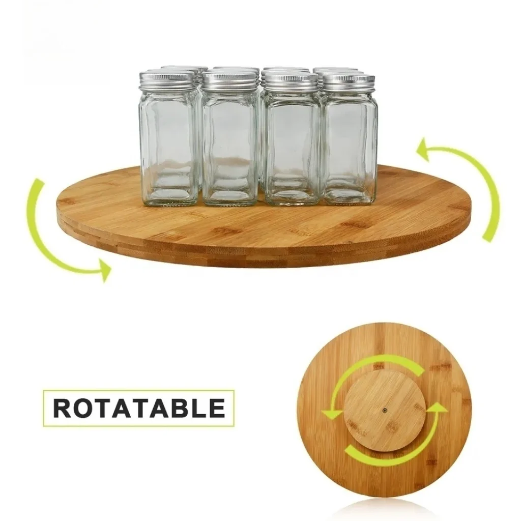 10 Inches Diameter Bamboo Lazy Susan Turntable Spin Thicken Round Wood Tray Rotating Spice Rack For Kitchen Pantry