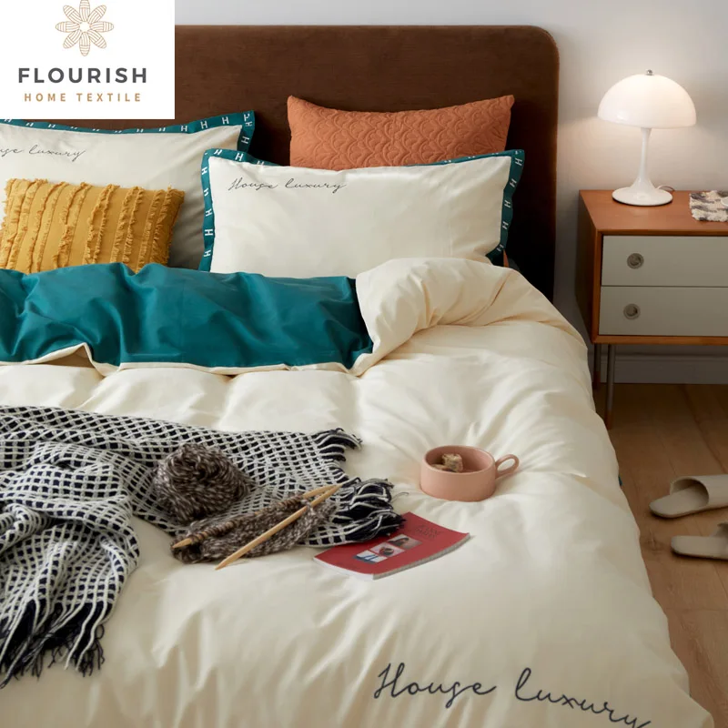 Flourish Shipping Amazon Rich Color Telas Para Sabanas Embroidery Thread Count Bed Home Textiles Rich Color