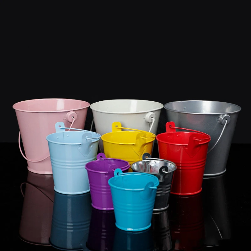 Wholesale Home Decoration Craft Mini Tin Iron Bucket Creative Succulent Plant Flower Pot Garden Ornament Metal Hanging Container