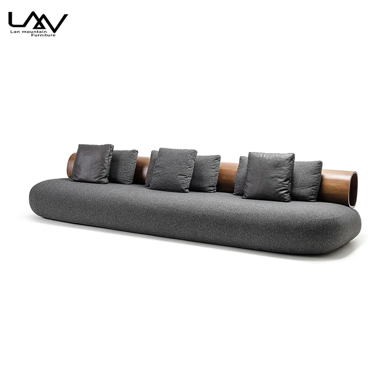 Simple Design Italian Furniture Living Room Wood Frame Fabric Sofa Retro Style 3 Seat Sofa For Hotel Apartment Villa