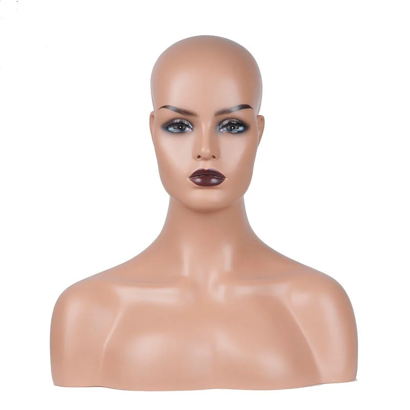 African Female Mannequin Heads With Shoulders,Custom Realistic Mannequin Head For Wigs Display,Plastic Mannequin Heads Stand