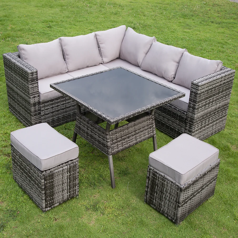 
Balcony Outdoor Patio Rattan Dining Lounge Chairs And Table Sofa Wicker Garden Furniture Sets 
