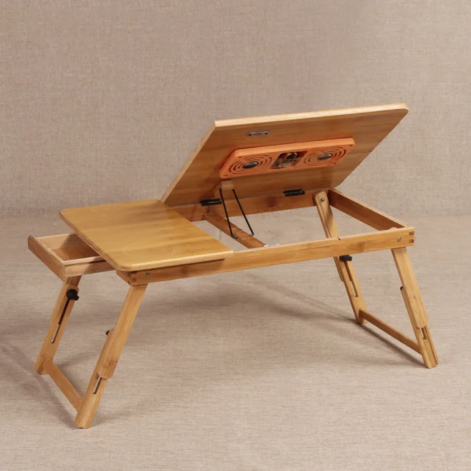 Factory Wholesale Foldable Adjustable Laptop Lap Desk Notebook Computer Holder Stand Folding Bamboo Laptop Table Tray For Bed
