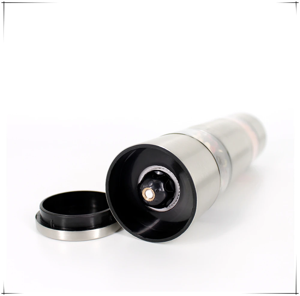 2-in-1 Dual Manual Salt and Pepper Mill Double-Ended Design with Metal Ceramic Plastic Materials Boxed Home Use Handle Style