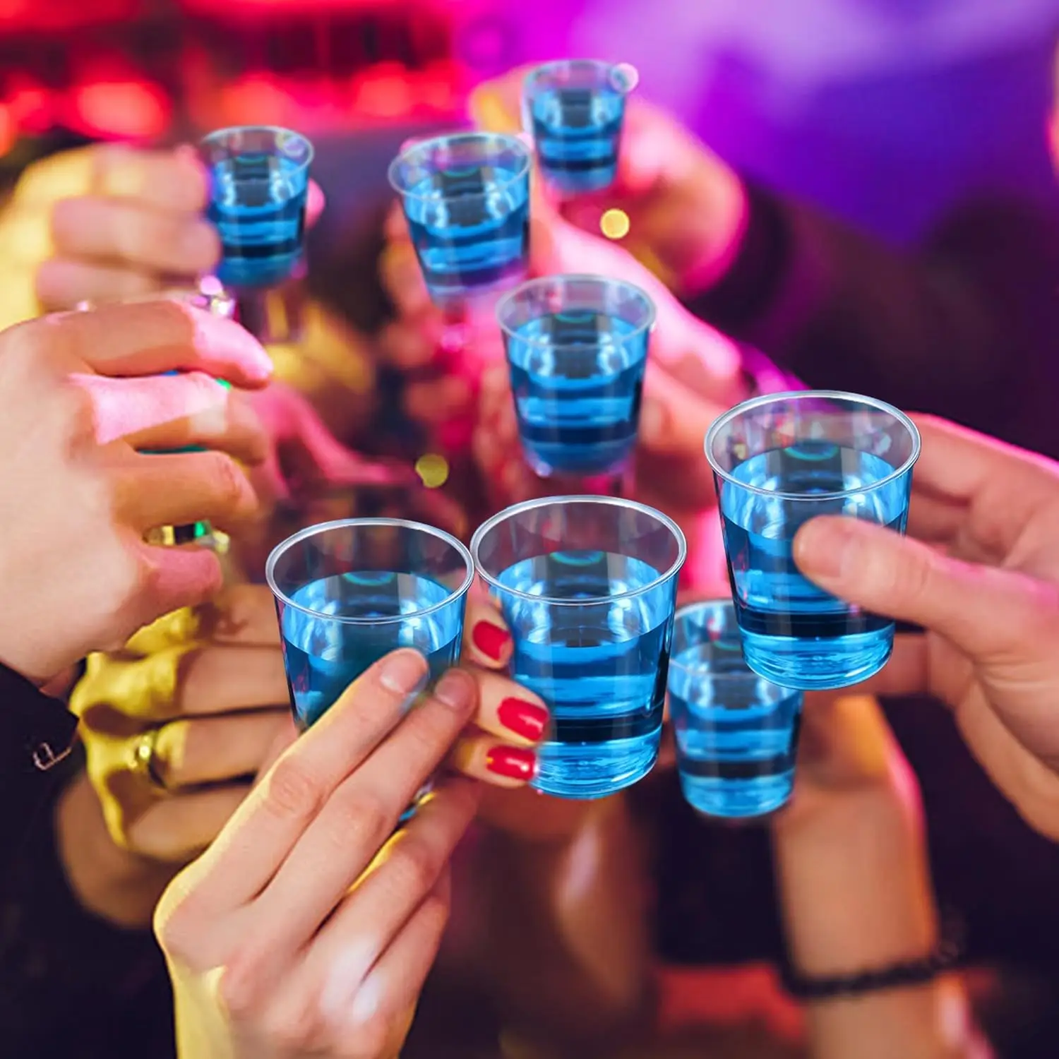 2oz PS Hard Plastic Shot Glasses Clear Disposable Thickened Shot Cups Mini Wine Testing Cups for Party Celebration