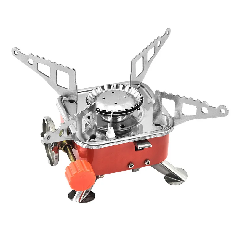 Outdoor portable mini square gas stove folding cassette camping picnic tool windproof gas stove