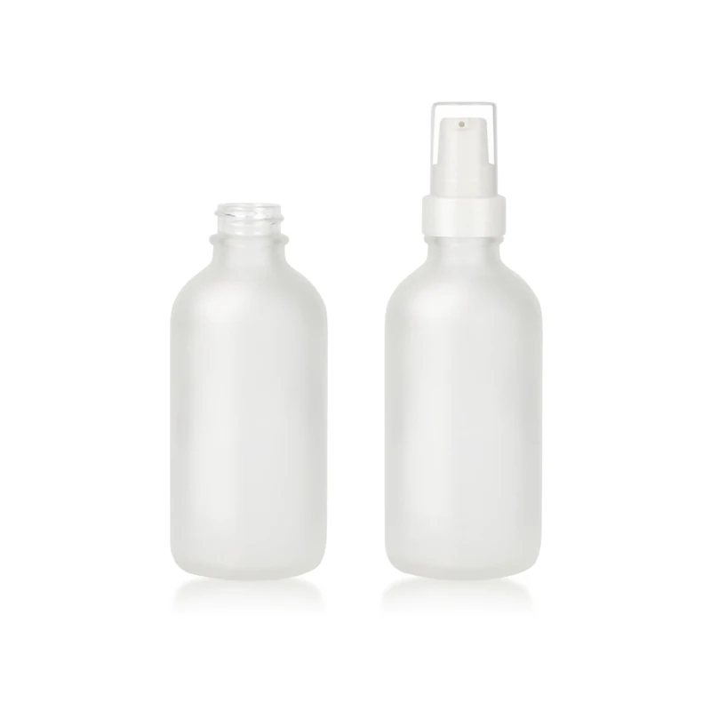 Idealpak Good Price Wholesale Custom Boston Round White Empty Frosted Glass Bottle with Dropper