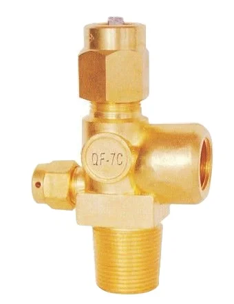 Needle type oxygen nitrogen air gas tank valve QF-7 inlet PZ27.8 outlet G5/8 made in brass