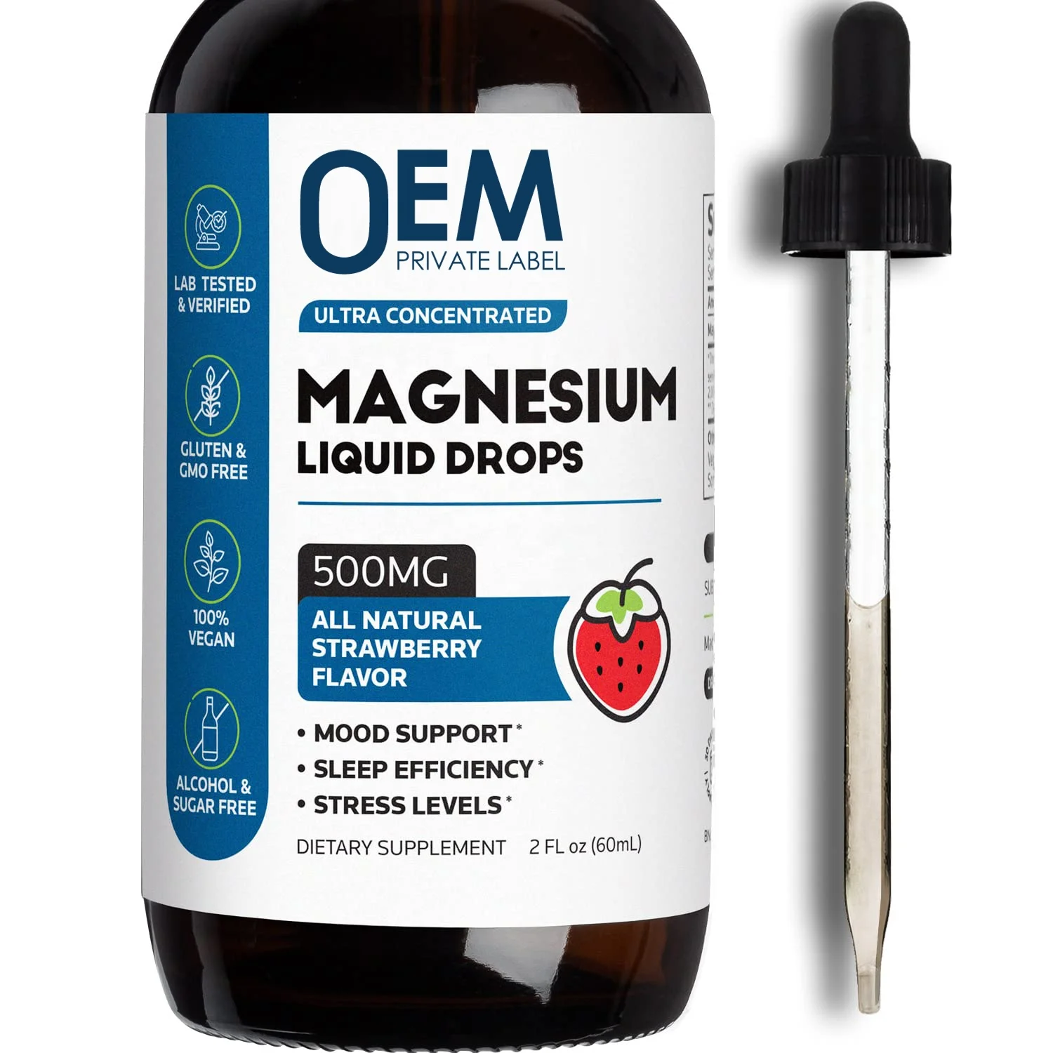 OEM Herbal Supplements Vegetarian Magnesium Citrate Liquid Drops Slim and Stress Relieve Deep Sleep and Improve Mood for Adults