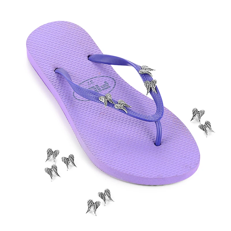 Sliver Metal Wing Charms Shoes Decoration Accessories Metal Studs Flip Flop Decorations Sneaker Charms