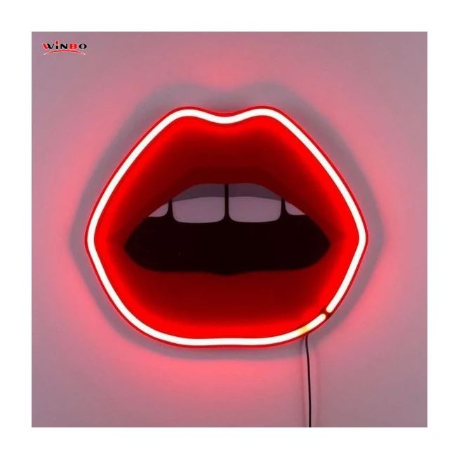 Winbo Dropshipping Custom led light neon sign Room Home Decoration Free design neon Teeth sign