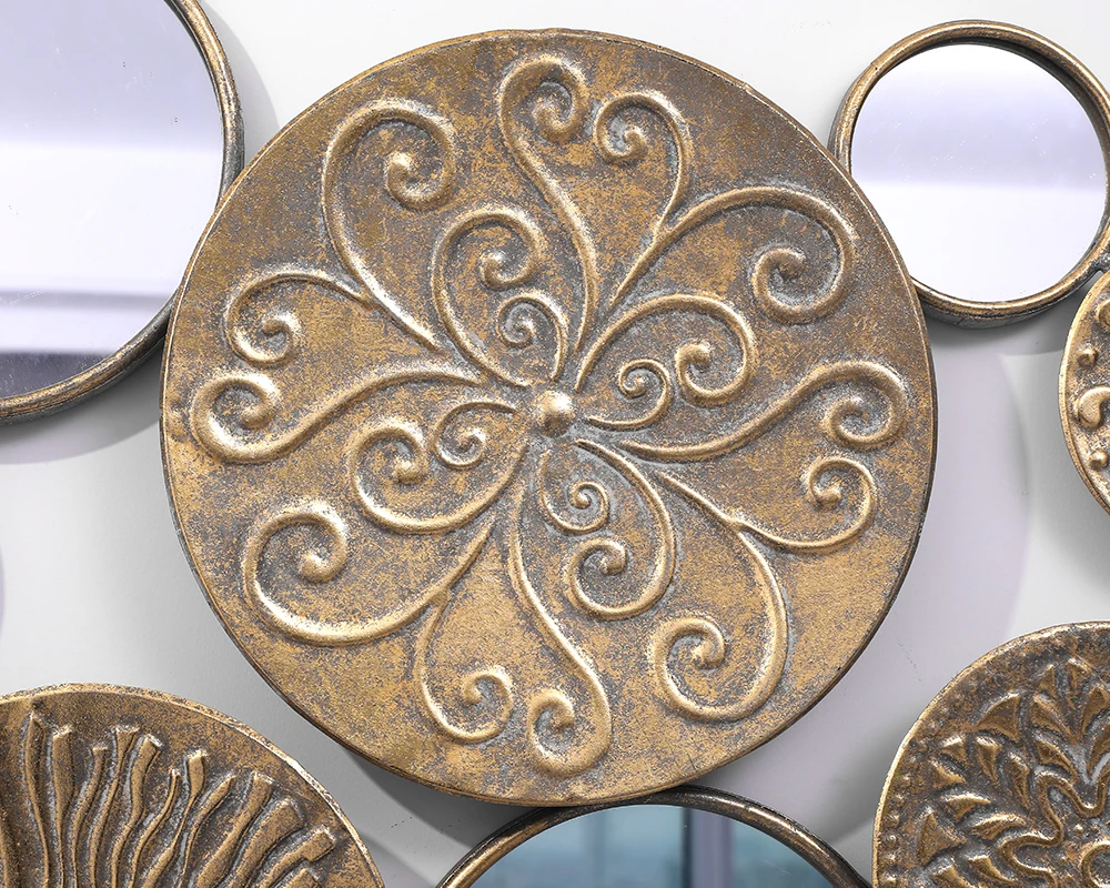 Luxurious home decoration with mirror iron wall hanging