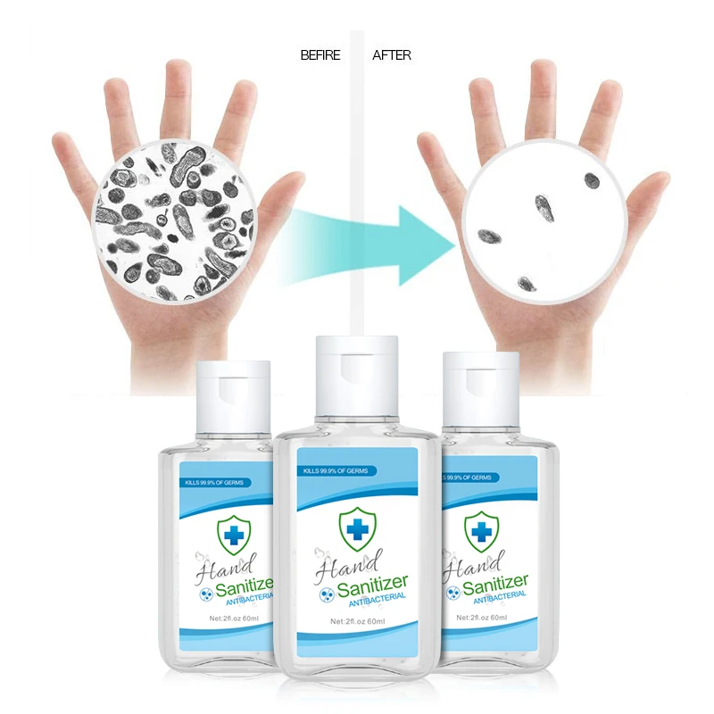 
In Stock Waterless Bulk Hand Sanitizer Gel 60ml 70% 60ml sanitizer hand small size 