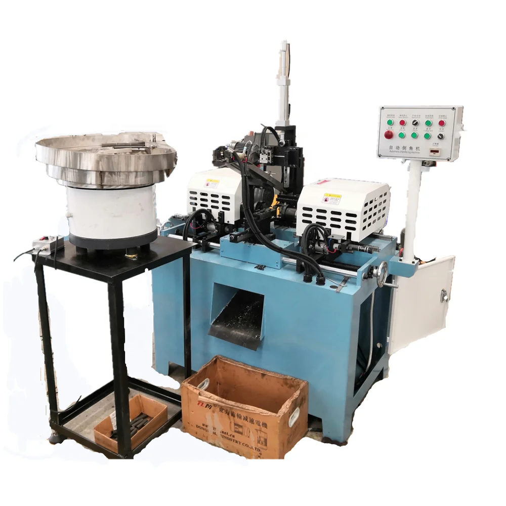 Automatic double head round rod  pipe  pneumatic stud bolt chamfering machine