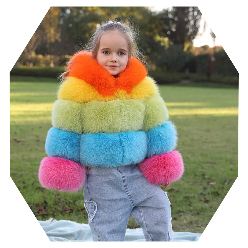 Janefur New Design Fashion Girls Winter Pink Fur Coat Boutique Clothes Kids Fur Coat Jackets