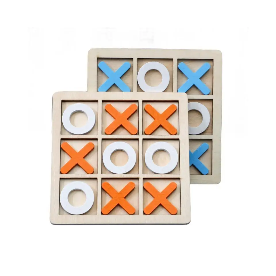 Hot Sale Party Table Games Building Blocks Puzzle Tic-Tac-Toe Montessori Educational Toys Chess Wooden Board Game For Kids