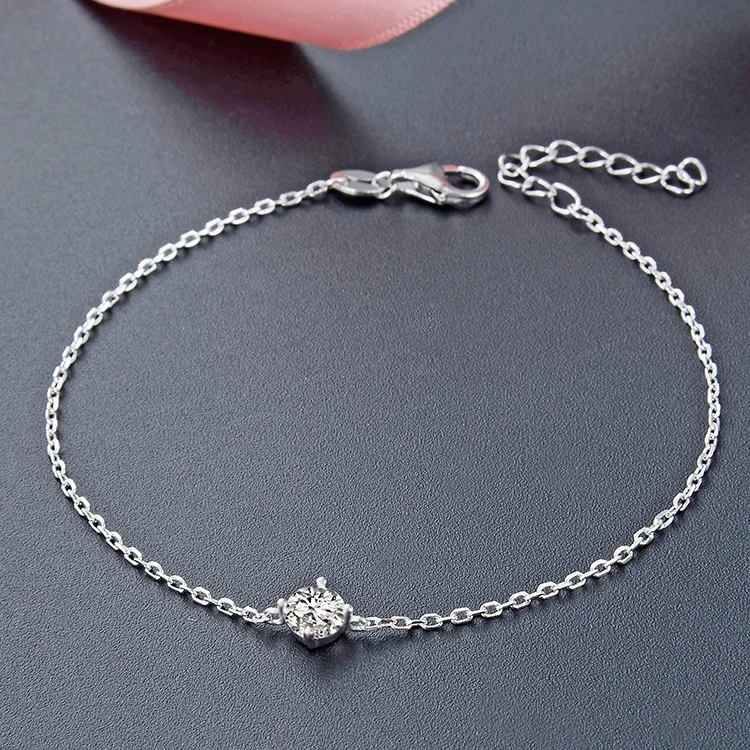 POLIVA Gold Plated 925 Sterling Silver Cubic Zirconia Solitaire Diamond Bracelet Jewelry Women Silver Bracelets